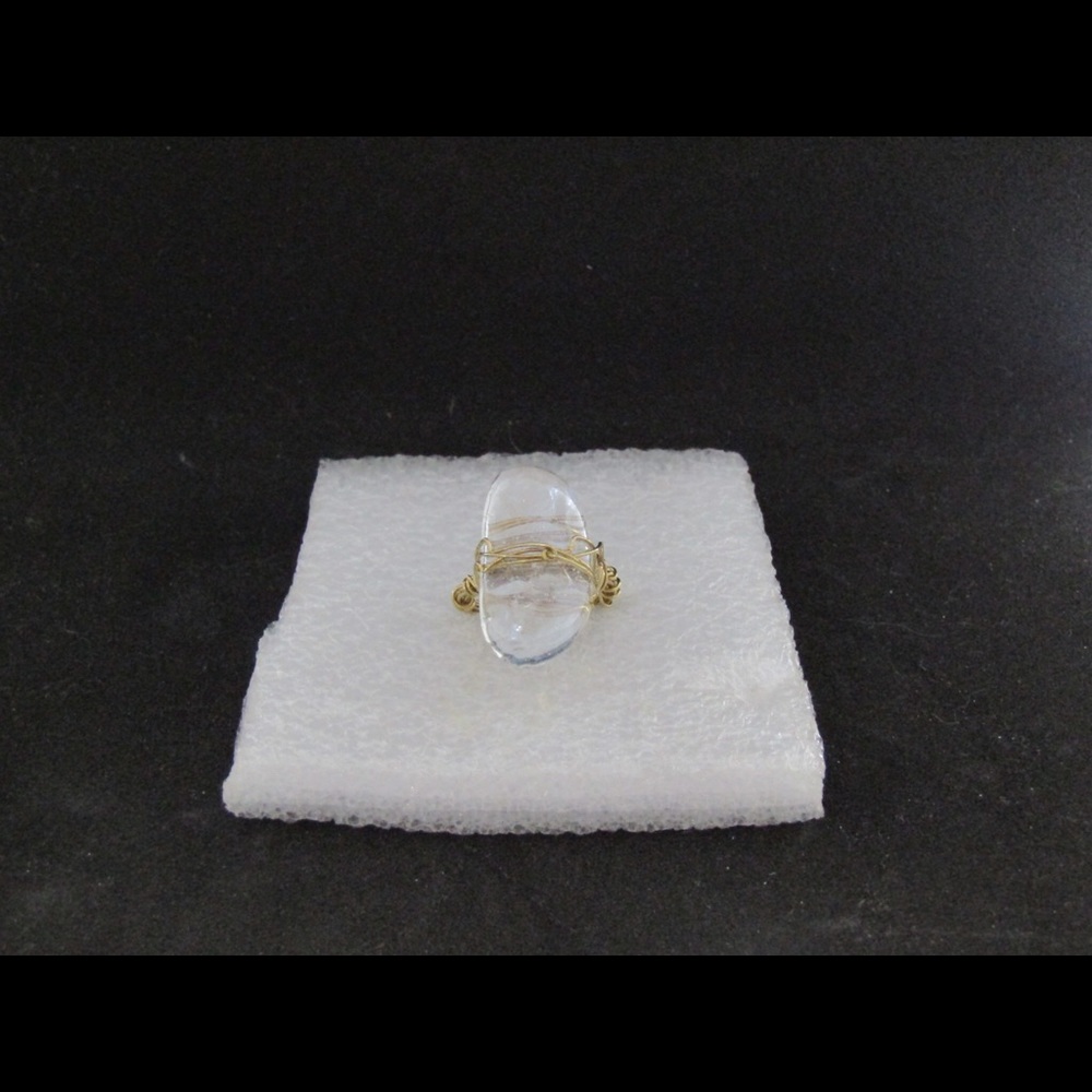 Clear glass wired ring - Size 4.75